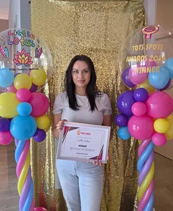 Lyndsey Moore, founder of Little Lotus, with her TotsSpots award